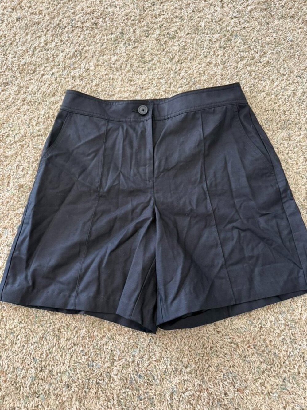 Loft High Waisted Lyocell Cotton Long Shorts Black Sz 4P